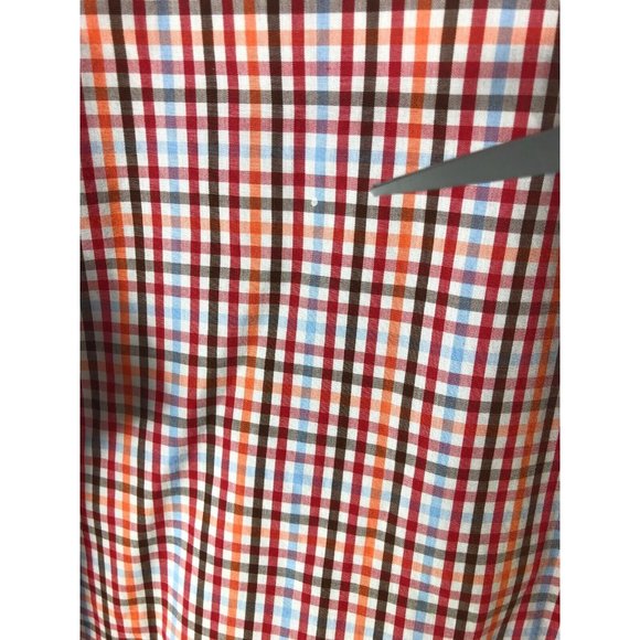 Arrow Men's XL Short Sleeve Button Up Multicolor Check Cotton Blend Shirt A25 - Picture 2 of 5